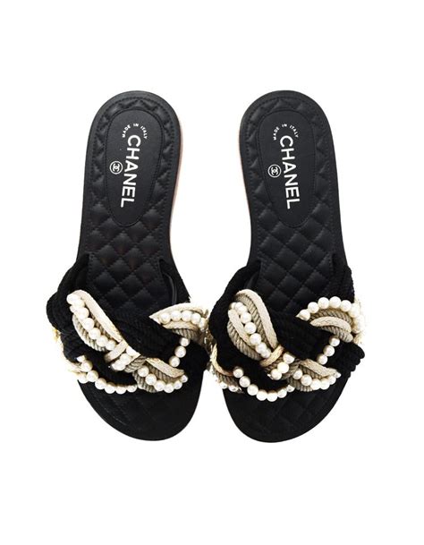 chanel pearl sliders|Chanel sliders women.